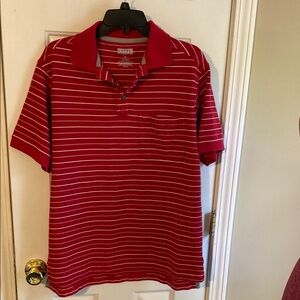Men's Duluth Trading Co. Red and White‎ Striped Polo Pullover Medium  Shirt